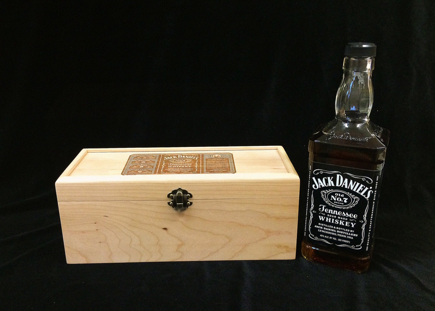 Jack Daniel's Old No 7 Engraved Unfinished Wood Box w/