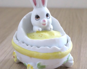 Vintage Lefton Baby Bunny Egg Keepsake Box