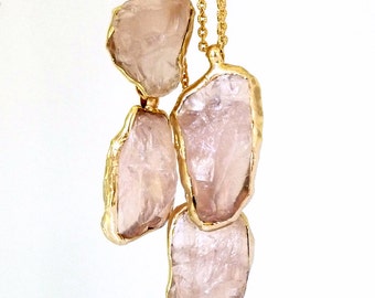 rose quartz stone necklace