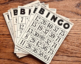 Vintage Bingo Cards ~ Set of 6