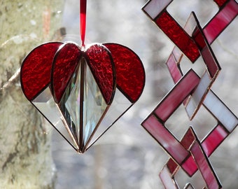 Stained Glass Heart Red, Valentine Gift, Valentine HeartRed Heart, Heart Suncatcher, Heart Ornament, Red Heart Suncatcher,Wedding Gift
