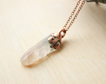Citrine necklace Electroformed citrine pendant Raw stone necklace Electroformed citrine Electroformed pendant Raw citrine pendant Boho