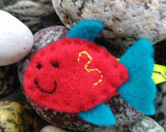 Fish Hair Clip - Felt Fish Clip - Fish Accessory - Homemade Felt Clip - Girl's Hair Clip - Bright Hair Clip - Fish Snap Clip - Animal Clip