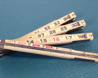 Vintage Lufkin Red End Extension Ruler, Folding Ruler, Old Carpentry Woodworking Tool