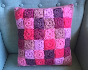 Crochet Scatter Cushion - Mosaic Pale Rose