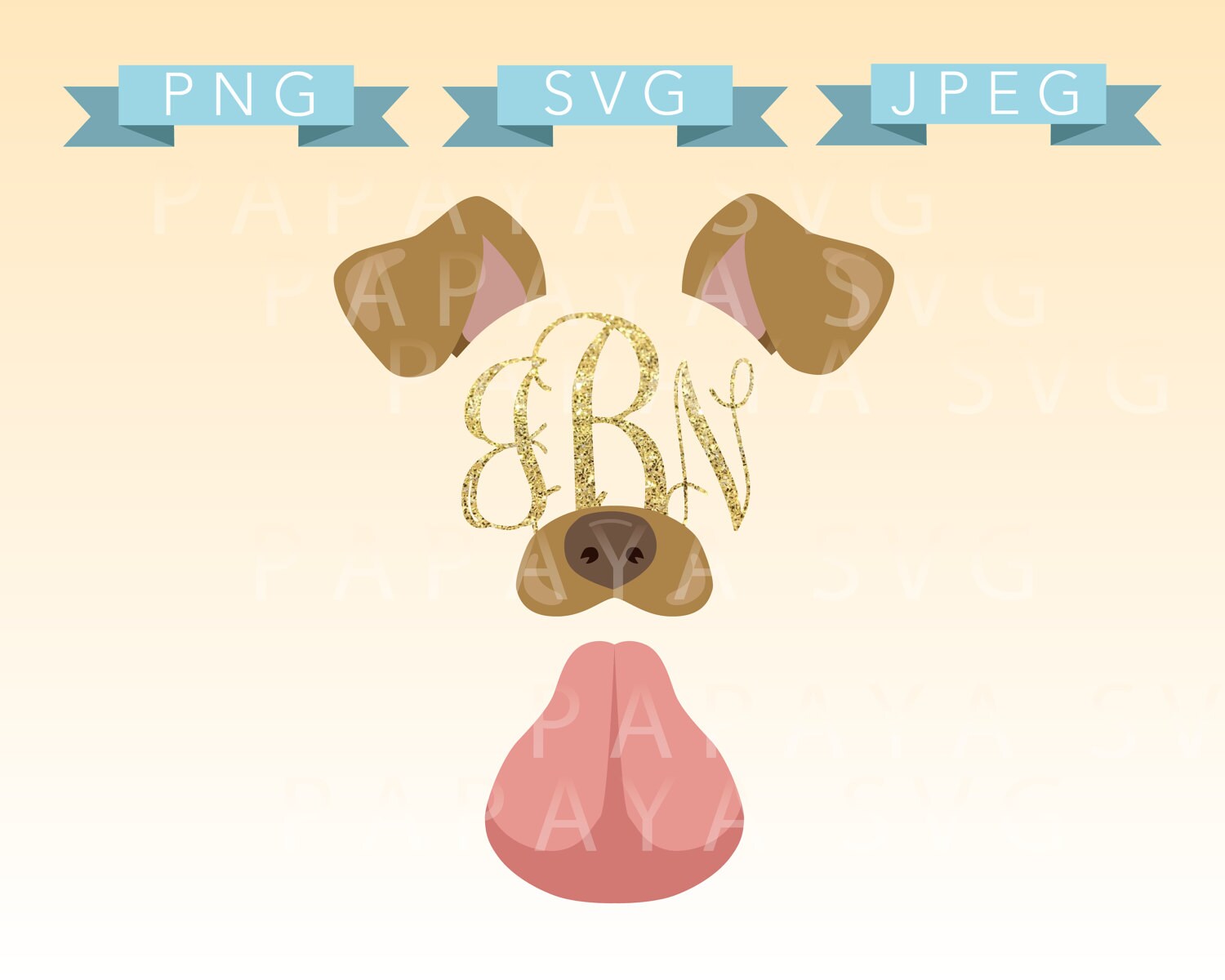 Download Snapchat Dog Filter Monogram Frame Cut File SVG PNG JPEG