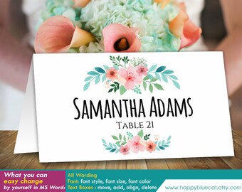 DiY Printable Wedding Place Card Template Instant Download