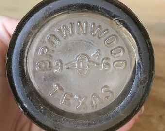 Brownwood Texas TX Vintage Glass Dr Pepper Soda Bottle Embossed Crown Top