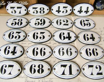 Vintage French enamel number - Small antique enameled sign plate - Antique oval 38,63,64,66,67,72,73,78,79,83,84,85,86,87,88,89,92,93,94,96