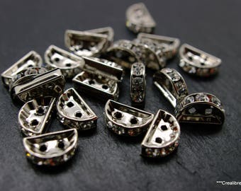 10 connectors silver swarovski 12 x 3 mm