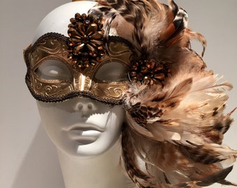 Gold Mask for Masked Ball- Masquerade Mask- Costume party mask- Masquerade Ball- Mardi Gras Mask- Gold Masq- New Year Mask- Halloween mask