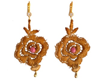 wedding gold lace earrings