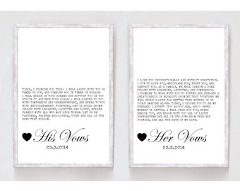 Custom Printable Wedding Vows Print - typewriter design