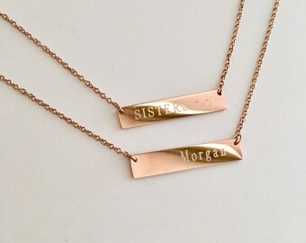 Bridesmaids gift discount,Gold Bar Necklace, Bridesmaid Gift,Initial necklace, Gift, Rose Gold Necklace, Rose Gold Bar Necklace