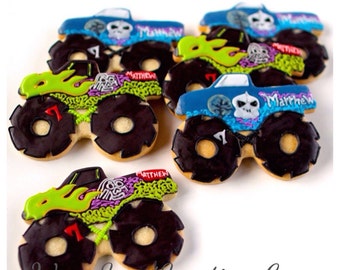 Half Dz. Monster Truck Cookies! MULTIPLE PHOTOS!! Perfect Party Favor for Boys! LARGE and In Charge!