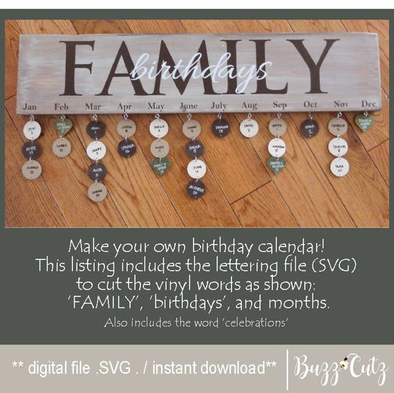 Download SVG Family birthday calendar birthday calendar cricut