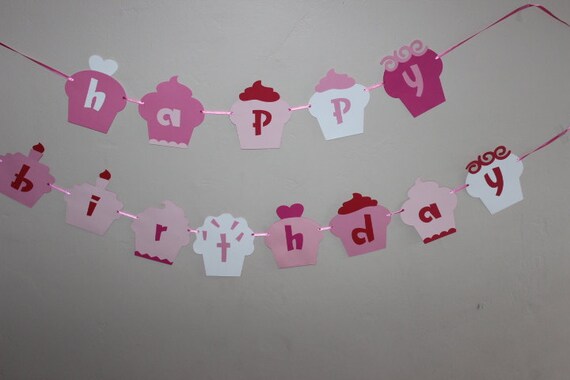 cupcake theme birthday banner cupcake birthday decor girly