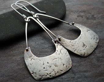 Artifact Dangle Earrings || hand forged sterling silver textured dangles || silversmith jewelry (4443)