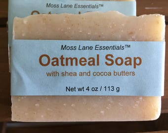 Unscented Oatmeal Cold Process Soap with Shea and Cocoa Butters