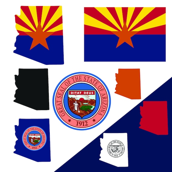 arizona-state-map-flag-and-symbols-clipart-collection-ai