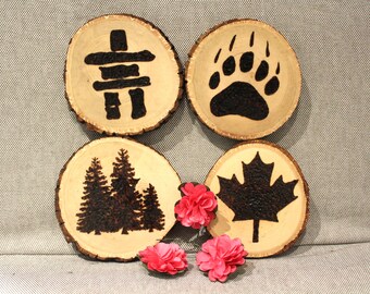 Wood Canadiana Coasters