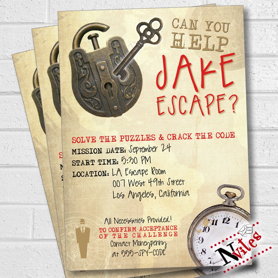 Escape Room Party Invitation Escape Room Party Escape Party