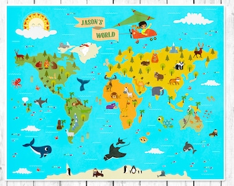 personalized kids world map nursery world map childrens world map maps for kids world map for