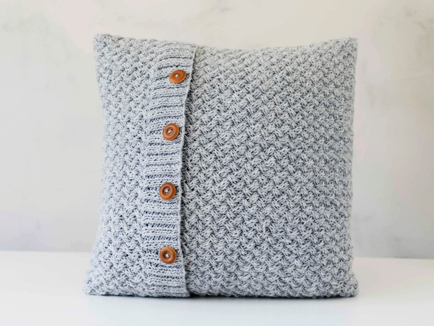 Knit pillow grey knitted chunky pillow scandinavian style
