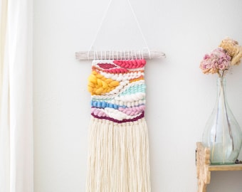 The Dragonfly wall hanging \\ Weave \\ MTO \ woven wall hanging \ tapestry \ rainbow baby decor \ rainbow nursery decor \ handwoven wall art