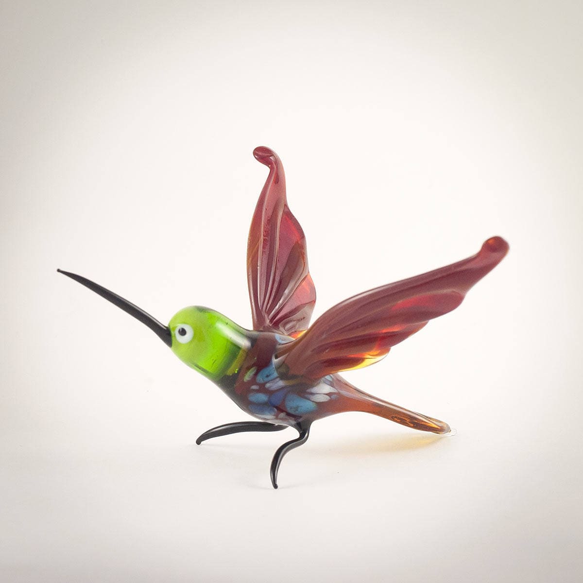 Hand-Blown Glass Hummingbird Figurine