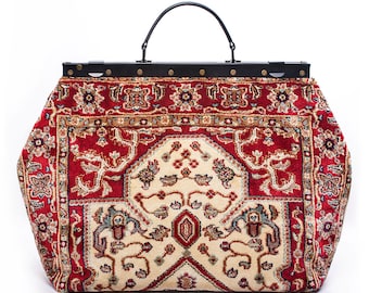 SALE SALE! Was 260 British Pounds, now 159.95 Carpet Gladstone Bag Sac-Voyage Firebird Light - large Mary Poppins, Victorian Sac-Voyage