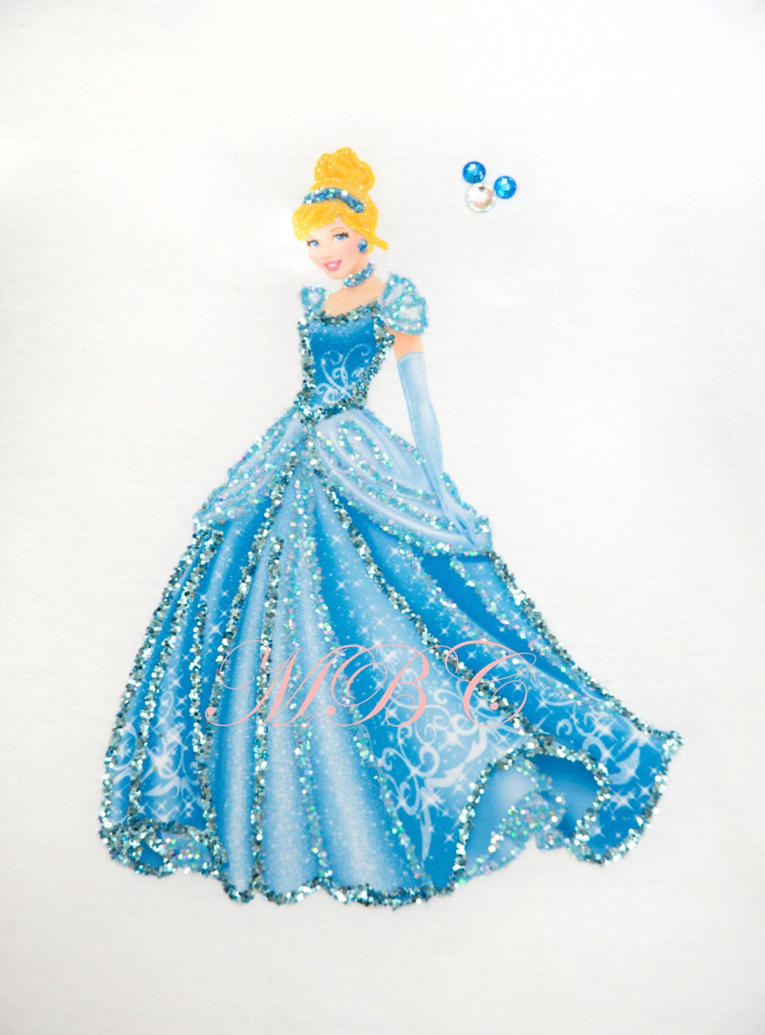 Disney Princess Cinderella fabric painted & glittered tank