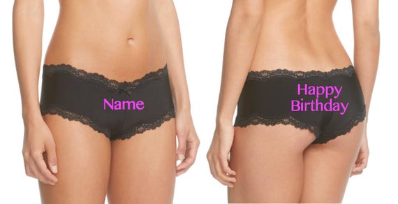 Custom Happy Birthday Black Panties FAST SHIPPING