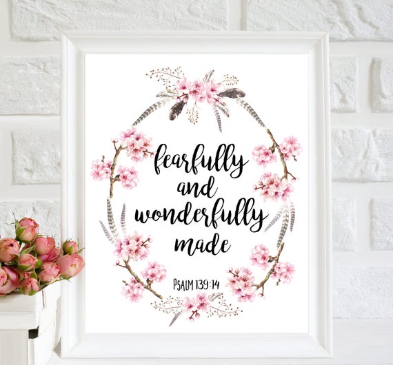 Fearfully and wonderfully made Baby girl nursery Bible verse