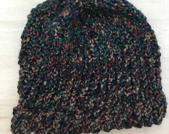 Dark teal slouchy hat, handmade