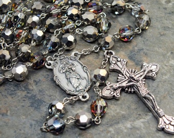 Crystal Rosary made of Czech Crystals in Crystal Volcano; Our Lady Untier of Knots; Marian Center; OL Undoer of Knots; 5 Decade Rosary