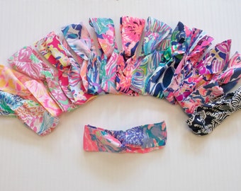 Preppy Wide Yoga Wrap Lilly Pulitzer Fabric Headband in Many Prints