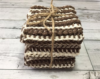 Ribbed Dishcloths Set of 3 - Textured Dishcloth - Cotton Washcloth - Kitchen Dishcloth - Reusable Dishcloth