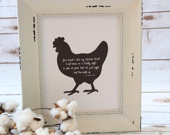 Zac Brown Band | Chicken fried | Kitchen wall decor | Printable wall art | Farmhouse decor | Chicken art | instant download | Country music