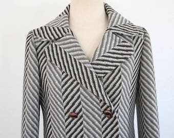 Vintage 70's Zig Zag Herringbone Coat (Small)