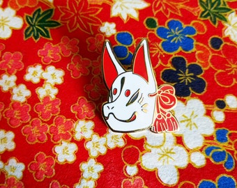 White Kitsune Mask enamel pin