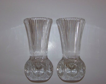 Vintage Fostoria Lead Crystal Bud Vases (Pair of 2) Melissa Pattern