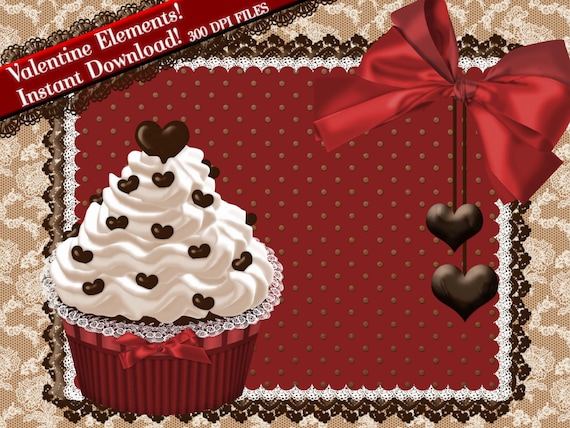 Cupcake Clipart Valentine Clipart Clip Art Chocolate Heart