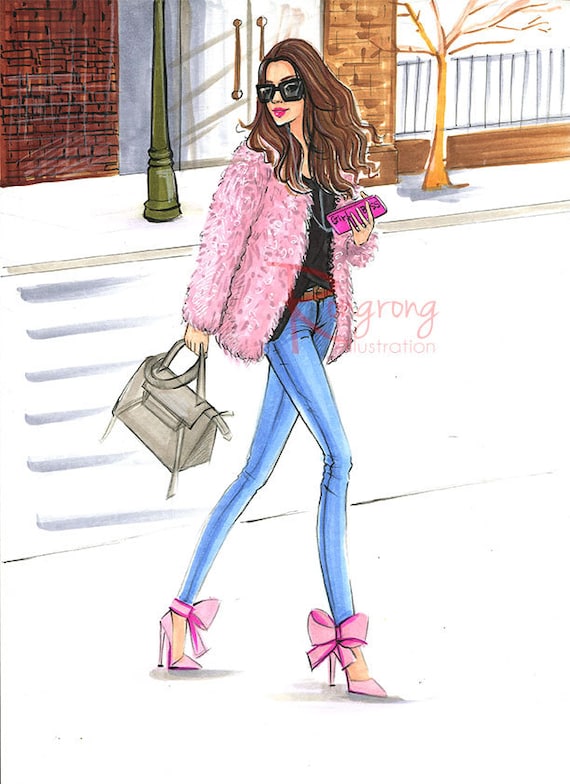 Pink Fashion illustrationFashion wall artFashion