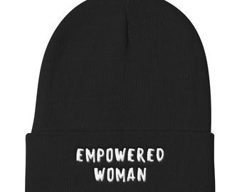 Empowered Woman Hat, Feminist Hat, Feminist Slouchy Beanie, Feminist Beanie Hat, Hipster Clothing,Embroidered Hat, Embroidered Beanie