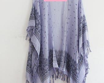Kimono with Paisley Print in Blue