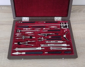 Professional Drawing Set, Drafting tools, Drafting Set, Drawing Instruments, big Case Instruments