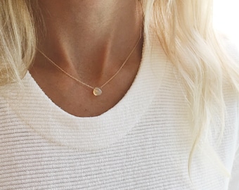 Opal Necklace, White Opal, Gold Opal Necklace, October Birthstone, Simple Gemstone Necklace, 14k Gold Filled, Dainty Necklace