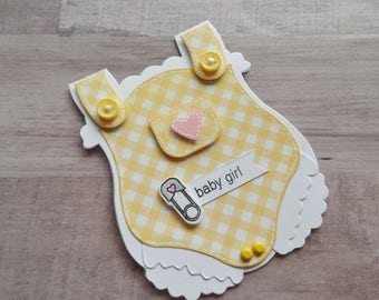 Baby Girl Overalls Card -- Baby Girl Card -- Baby Girl Shower Card -- Handmade Baby Girl Card