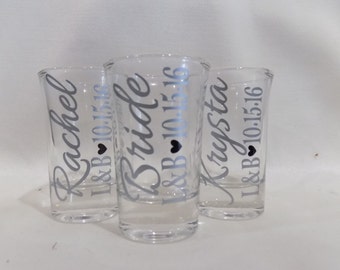 Personalized Shot Glasses, Bachelorette Shot Glass, Spring Break, Wedding Shot Glass, Bridal Party Gift, Bridesmaid, Wedding Favor